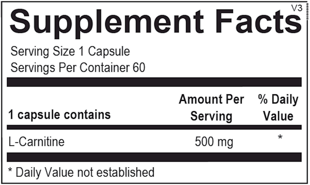 L Carnitine 60 capsules (Previously carried L Carnitine by Pure)