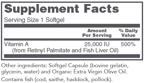 Vitamin A 25,000 IU 100 Softgels